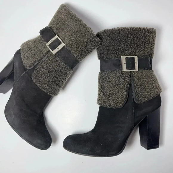 Donald J Pliner Carmen Sherpa Heeled Buckle Booties - Picture 8 of 12